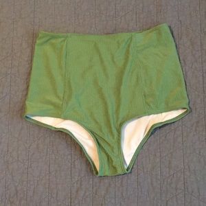 Kortni Jeanne Small Ribbed Green Swim bottom